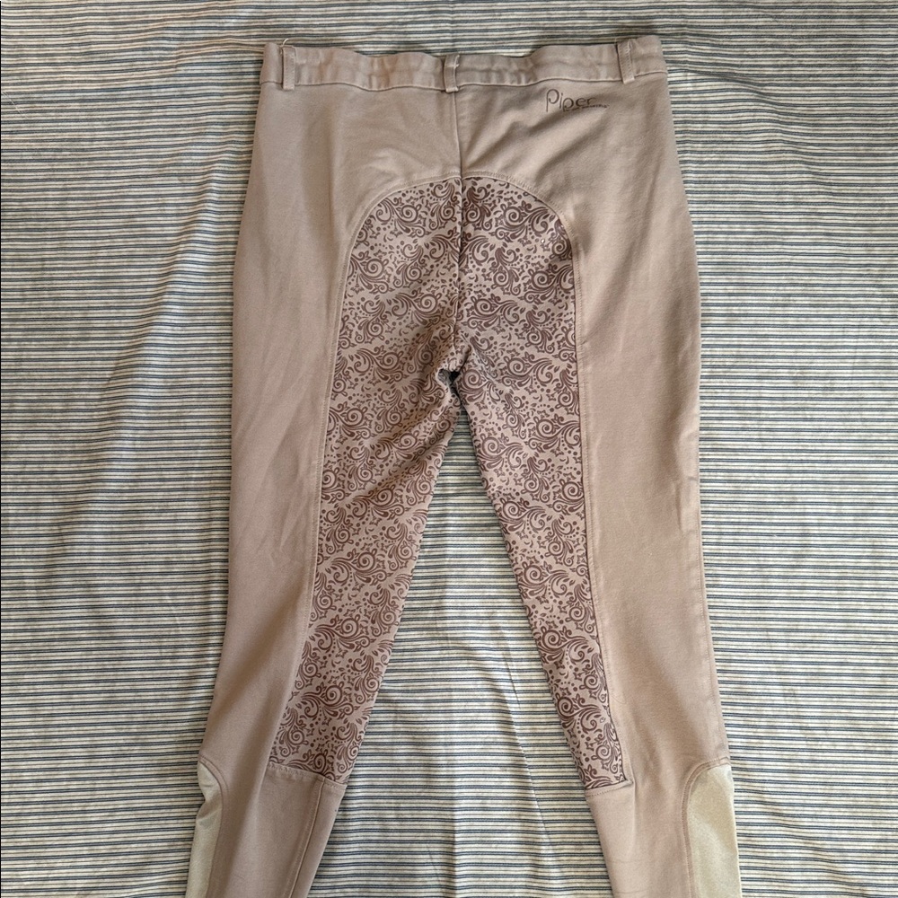 Piper by SmartPak Breeches Tan Paisley Silicone Grip Full Seat Riding Pants - Picture 14 of 16